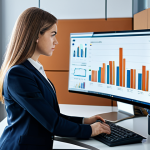 Home 12 FRM 자격증을 통한 글로벌 진출 사례 - ** A confident financial analyst in a modern office setting, fully clothed in a professional busines...