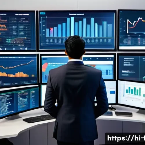Home 29 재무위험관리사 실무에 유용한 데이터 분석 툴 - A professional Indian financial analyst working in a modern office environment, surrounded by multip...
